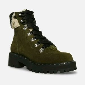 STIVE MADDEN Receptive Lace Up Hiker Suede Booties Sz, 8